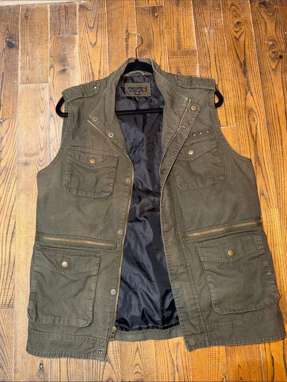 G by Guess Men's Olive Green Utility Vest